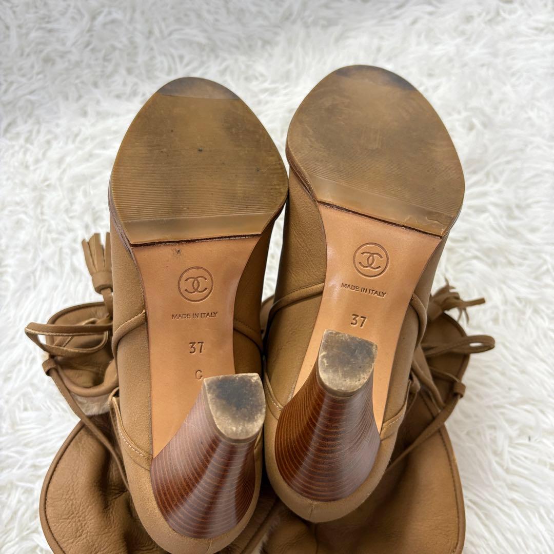 CHANEL シャネル ムートンブーツ 37 ココマーク ファー イタリア製