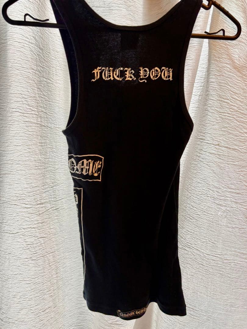 希少Chrome Hearts ロゴクロス リブタンクトップ　ブラックM