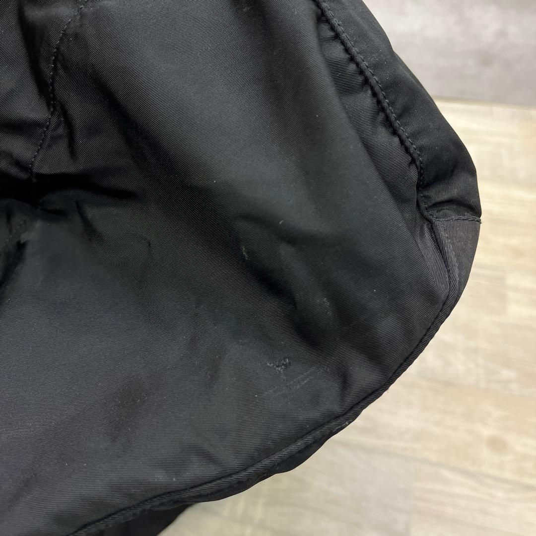 中古品　PRADA ロゴプレート ボストン ショルダー ナイロン バック 黒