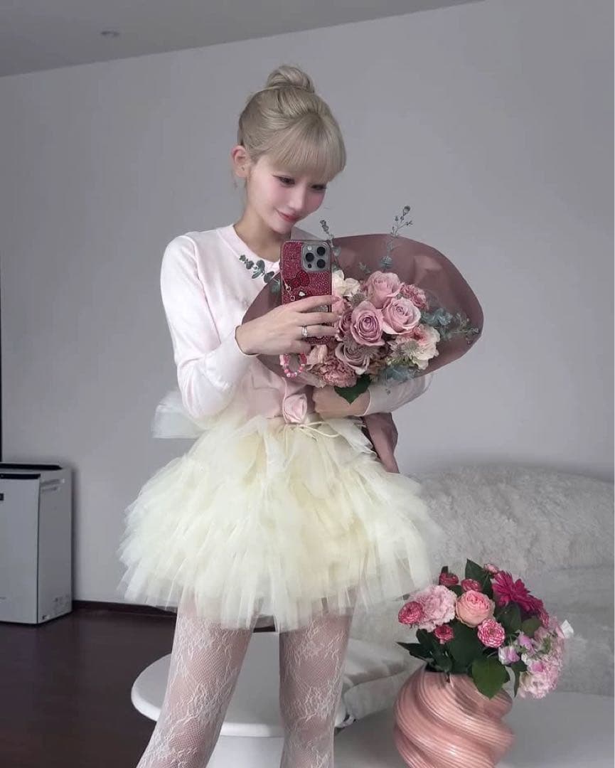 treatürselfニットカーディガン　ピンク