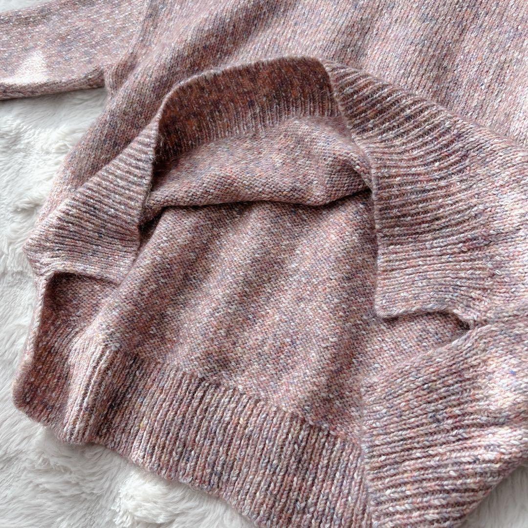 ビアズリー★ミックスニット　ウール　クルーネック　長袖　ピンク　MIX