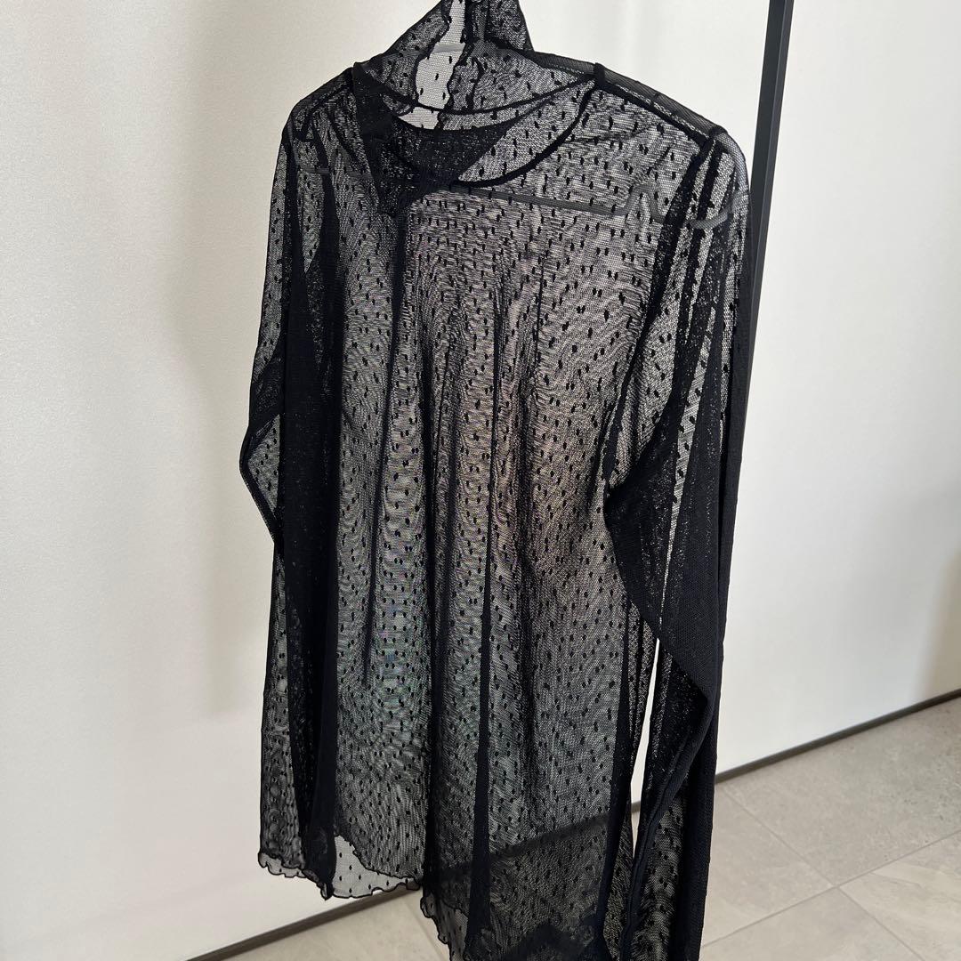 スピックアンドスパン ドットチュール ハイネック ブラック 新品