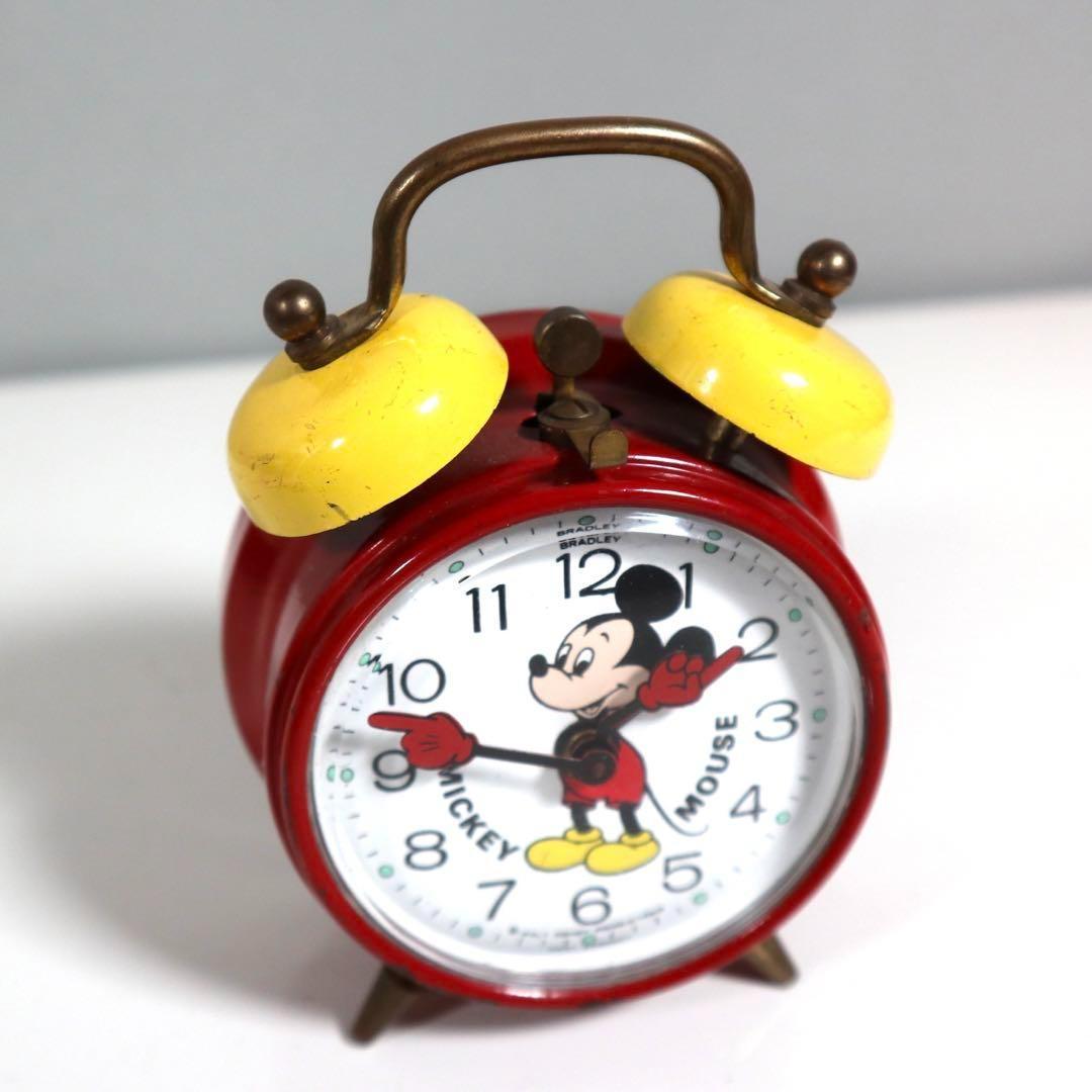 【動作OK】BRADLEYその① 1960～70年ミッキー ゼンマイ目覚まし時計