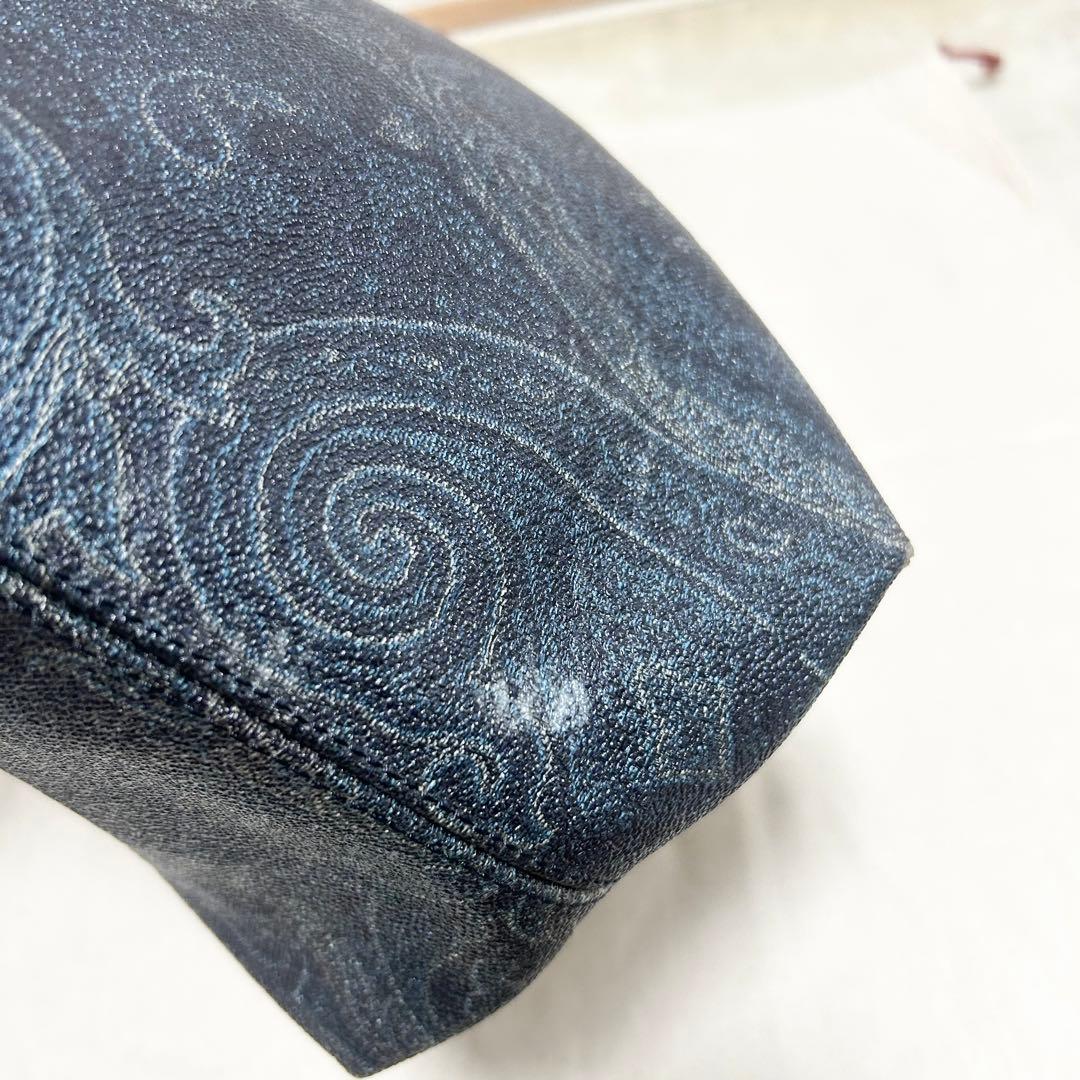 希少　エトロ　ETRO トートバッグ　ペイズリー柄　黒　PVCレザー　A4収納