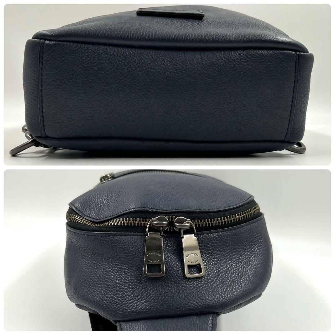 COACH 290 コーチ ボディバッグ ペブルドレザー 斜め掛け ネイビー