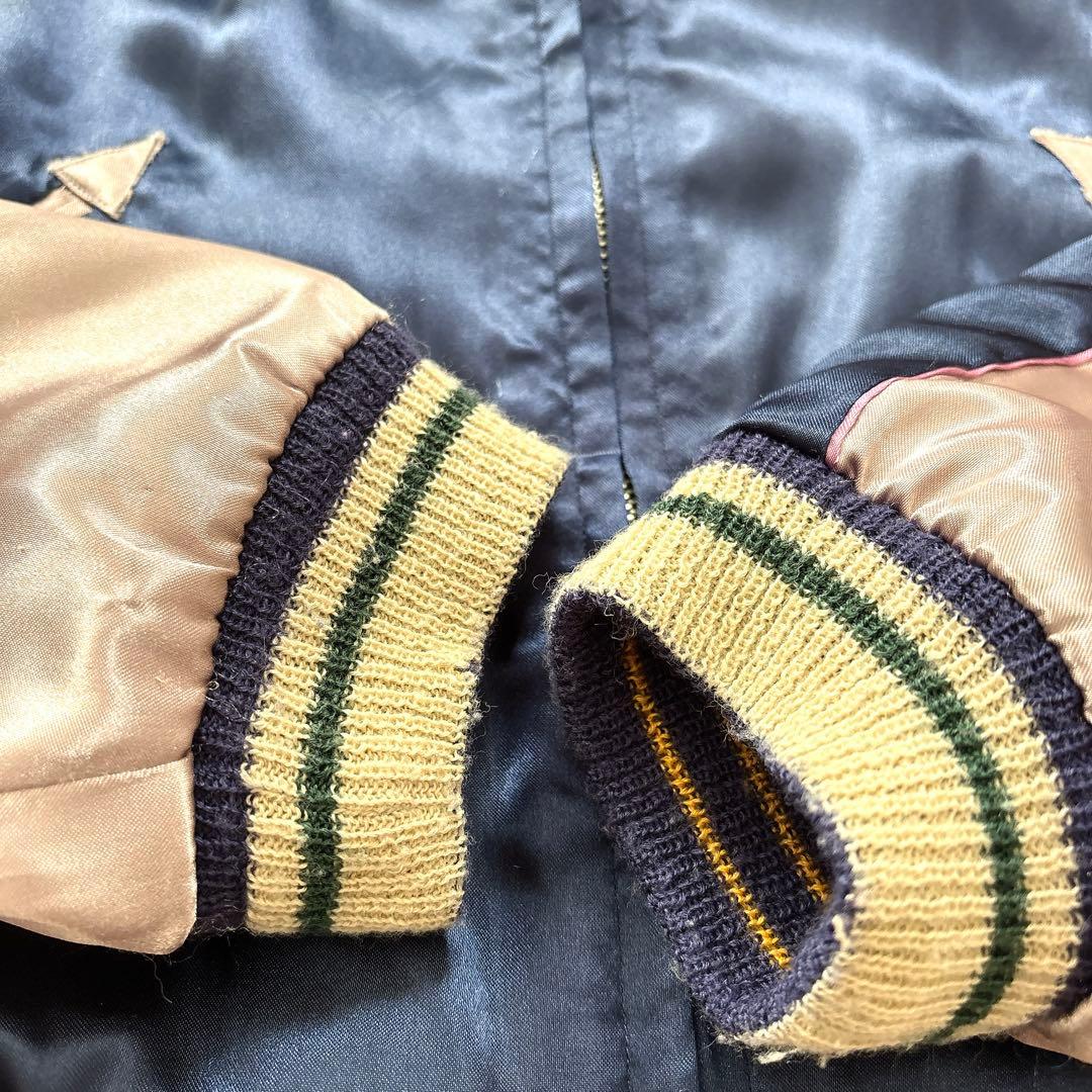 テーラー東洋 スカジャン ヨコタ 刺繍 リバーシブル L ネイビー×シルバー