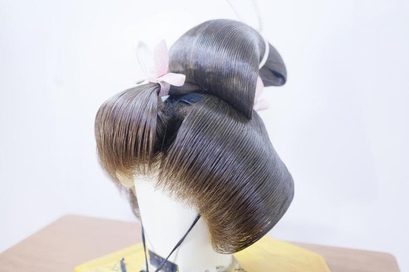 ◆文金高島田　しげもりかつら　人気の栗色　3号◆かつら用中古ケース付き　②