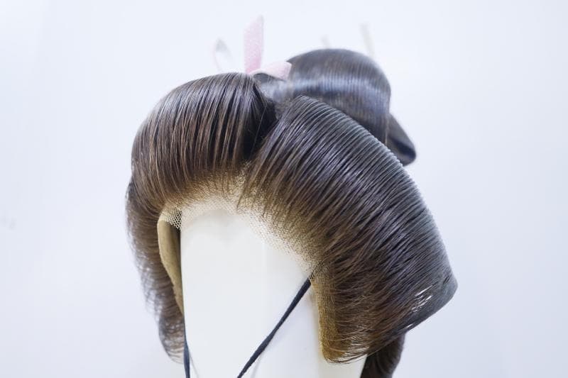 ◆文金高島田　しげもりかつら　人気の栗色　3号◆かつら用中古ケース付き　②