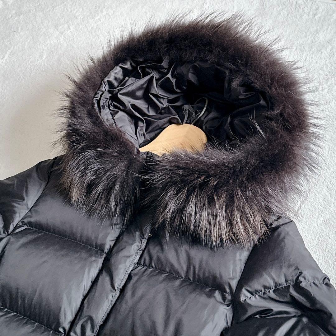 西川ダウン【美品‼︎】ナノユニバース ラクーンファー　ブラック サイズ38(M)
