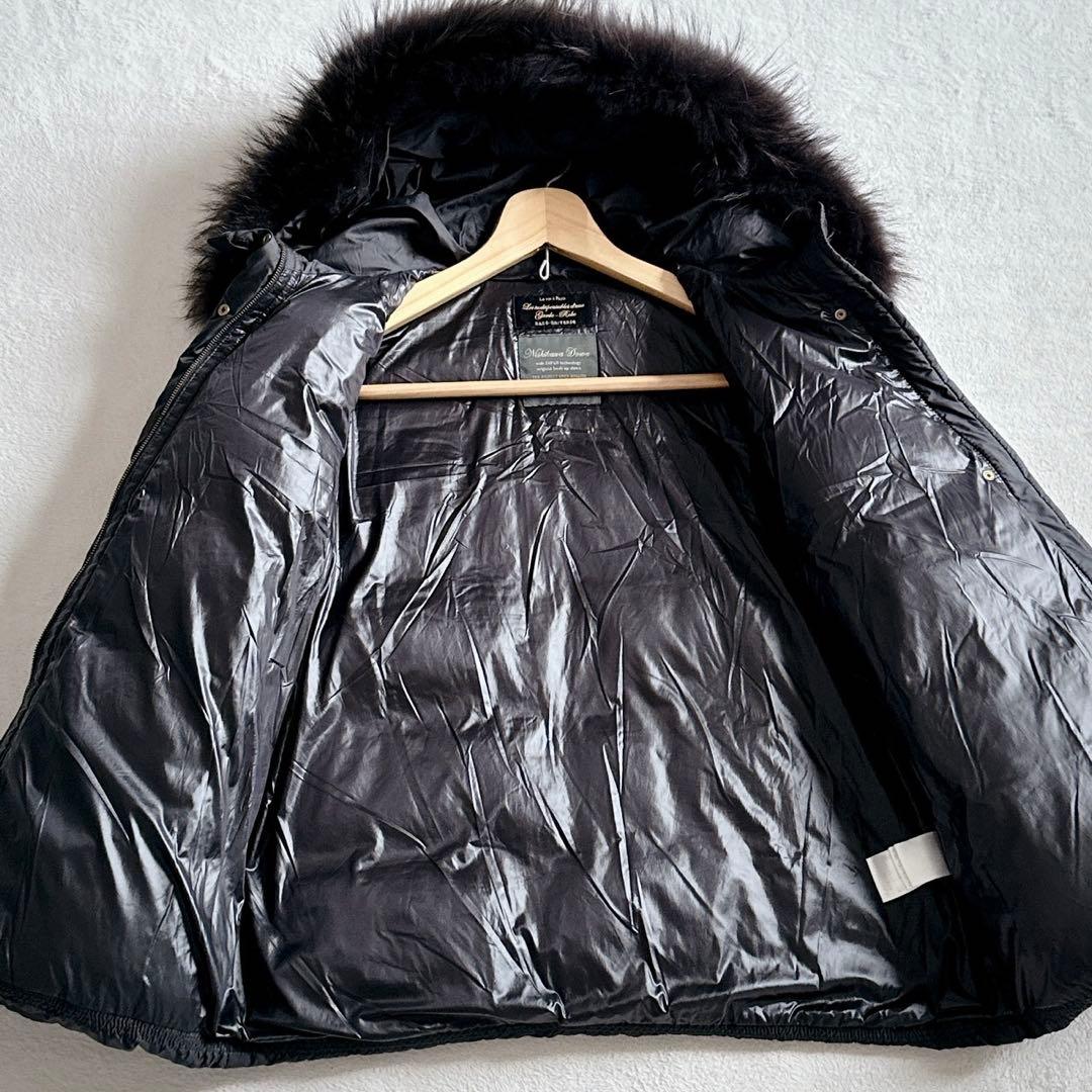 西川ダウン【美品‼︎】ナノユニバース ラクーンファー　ブラック サイズ38(M)