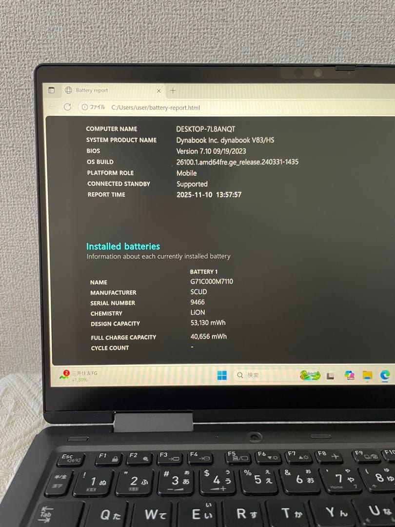 Windowsノート本体 Dynabook V83/HS