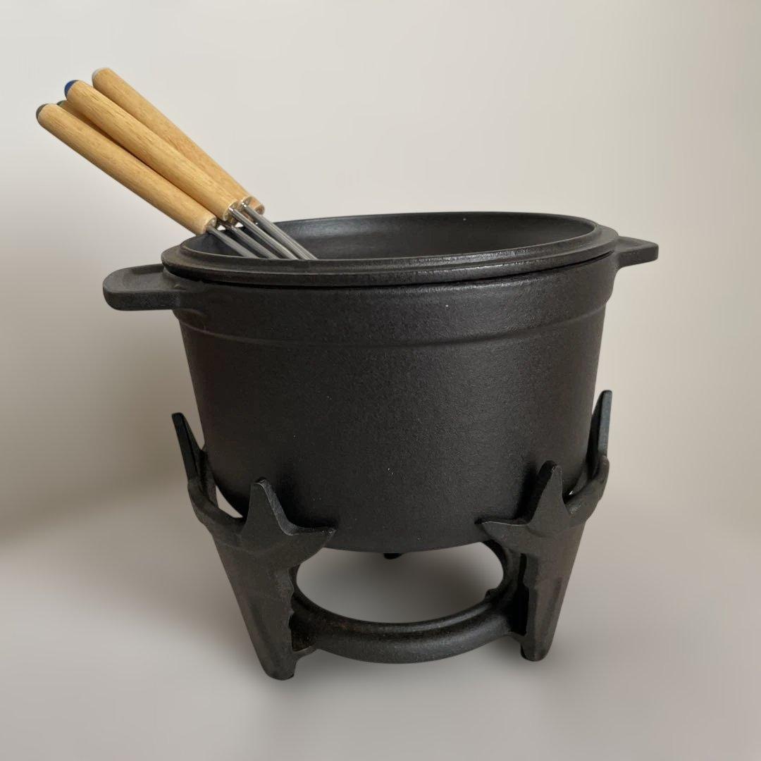 ヴィンテージ　ストウブ(Staub) フォンデュセット 黒 16cm 鋳鉄