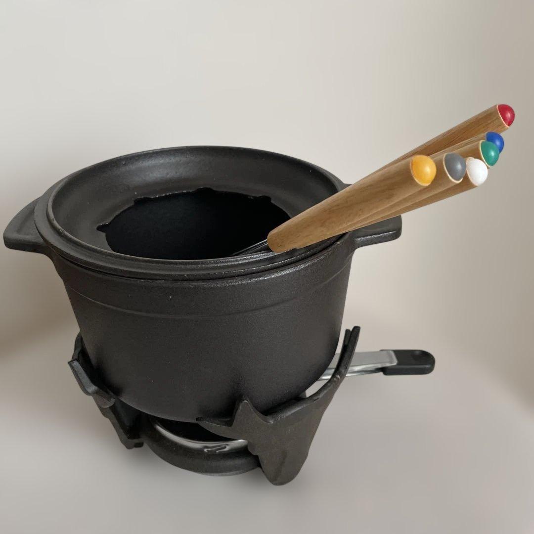 ヴィンテージ　ストウブ(Staub) フォンデュセット 黒 16cm 鋳鉄