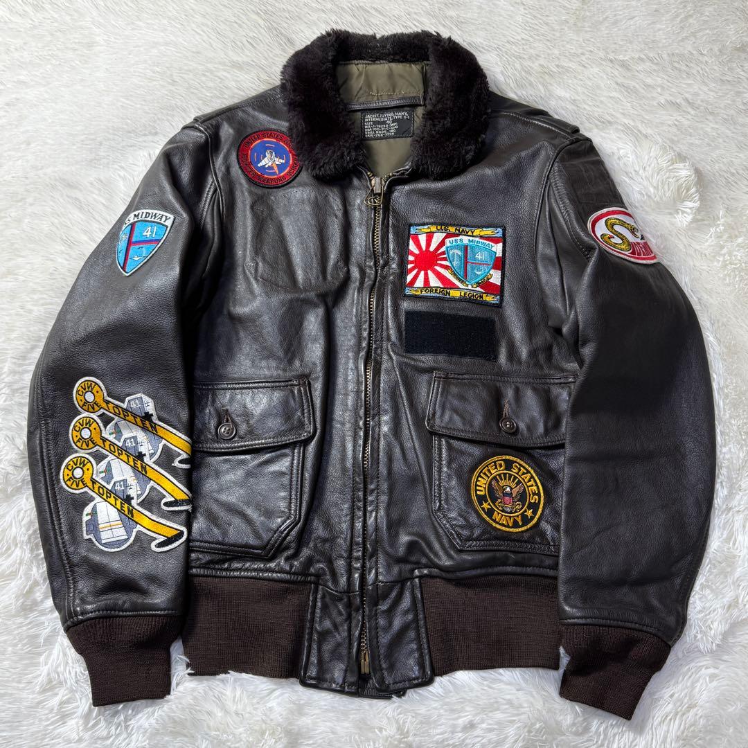 70s 米軍実物 G-1 USN BRILL BROS 黒タグ TOP GUN