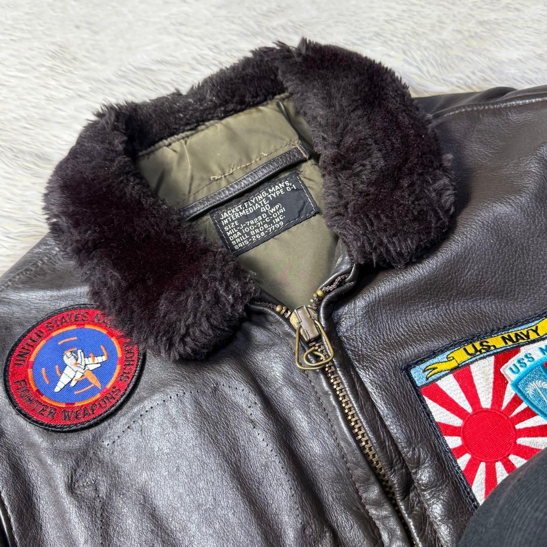 70s 米軍実物 G-1 USN BRILL BROS 黒タグ TOP GUN