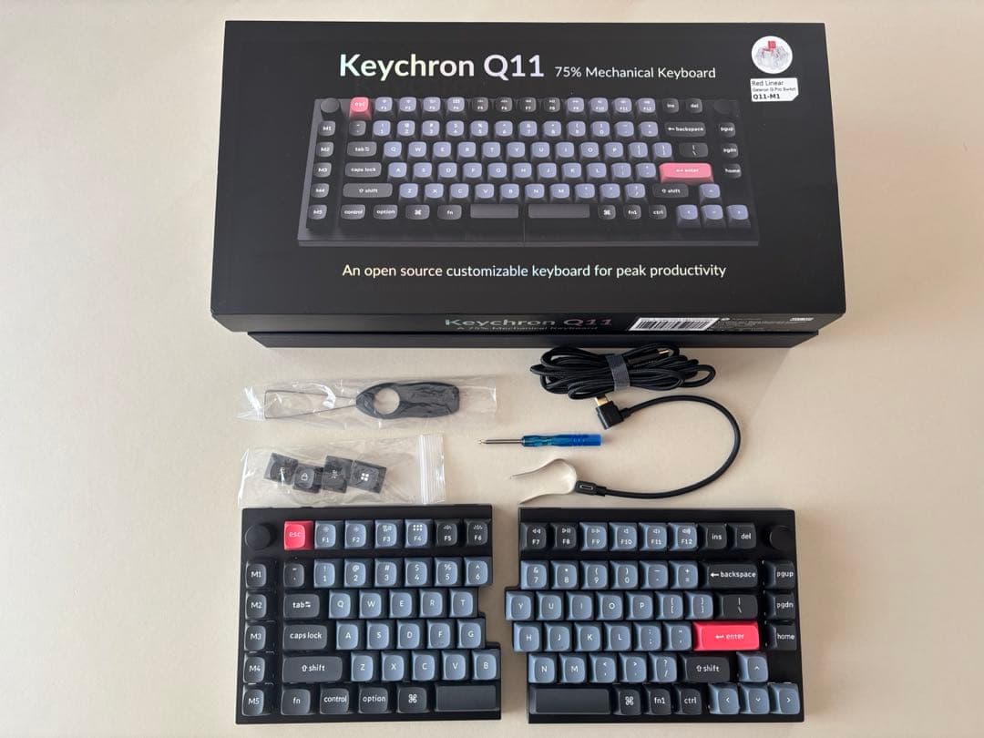 Keychron Q11 QMK 分割キーボード（US ANSI 配列）赤軸
