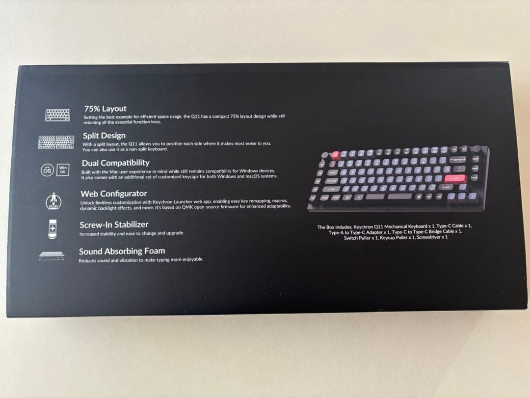 Keychron Q11 QMK 分割キーボード（US ANSI 配列）赤軸