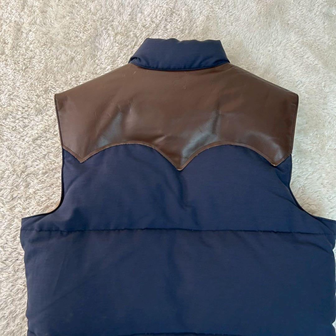 SUGAR CANE シュガーケーン ダウンベストネイビー ブラウン レザー M