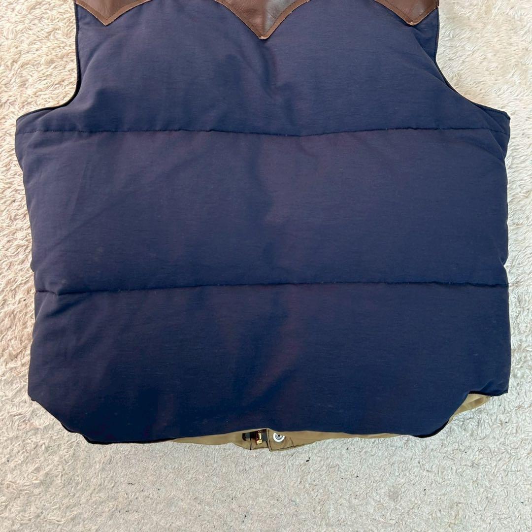 SUGAR CANE シュガーケーン ダウンベストネイビー ブラウン レザー M