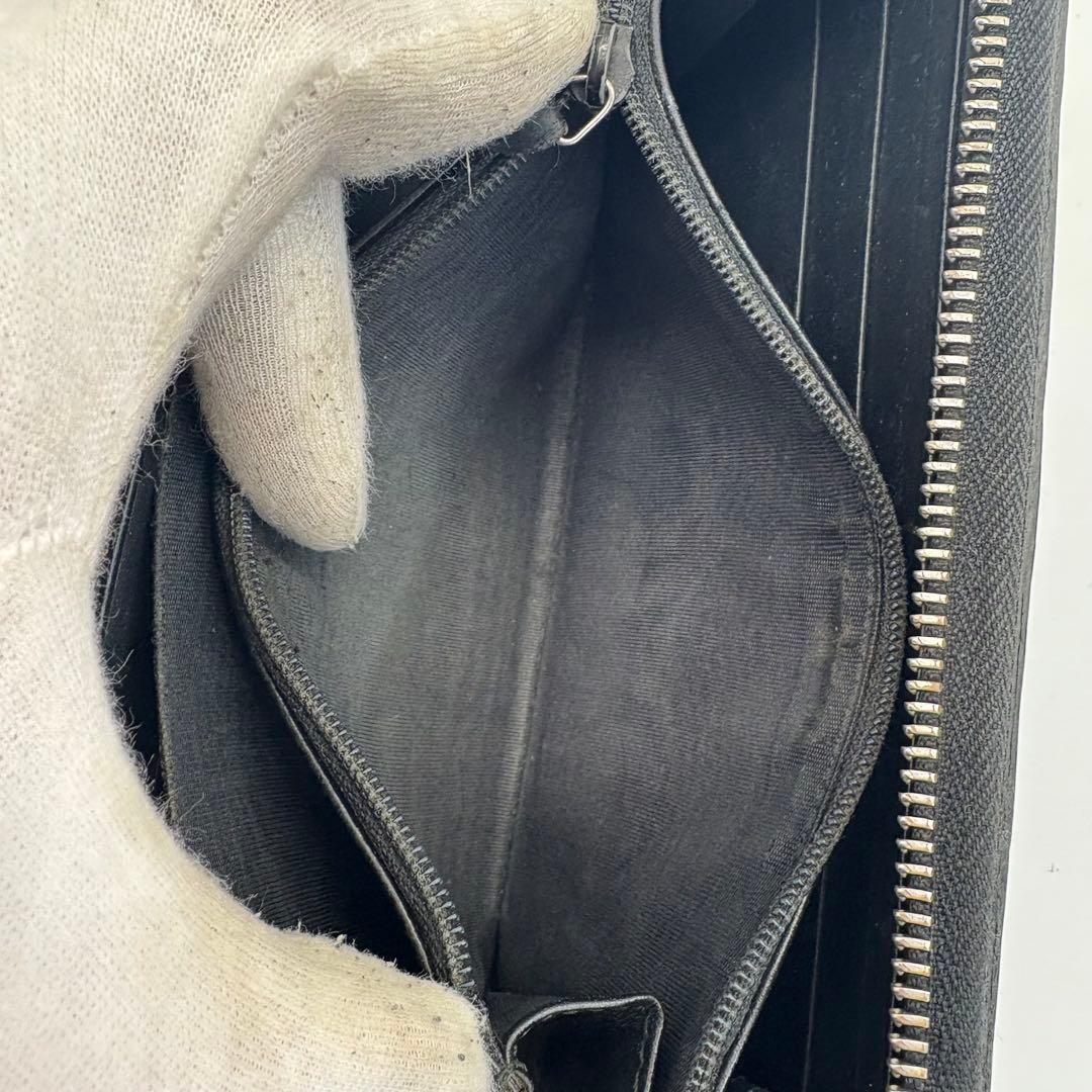 【美品】GUCCI　長財布　ラウンドファスナー　シマレザー　インターロッキング