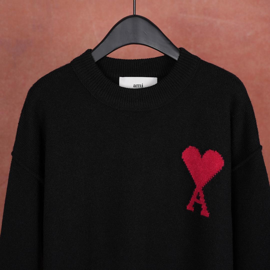 【タグ付き】AMI PARIS ハート刺繍 セーター 男女兼用 秋冬ニット