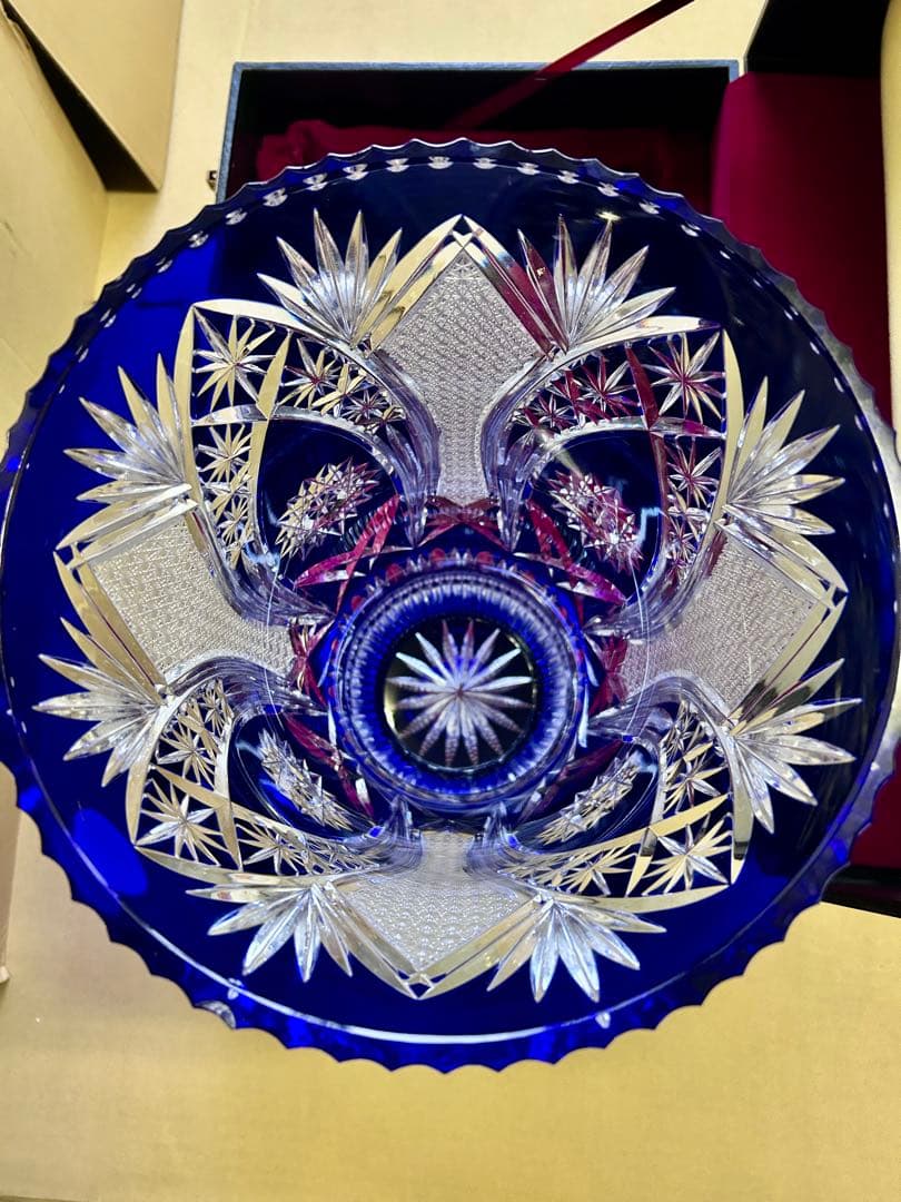 ドイツ　クリスタルガラス花瓶 色披 大型 高さ約40cm