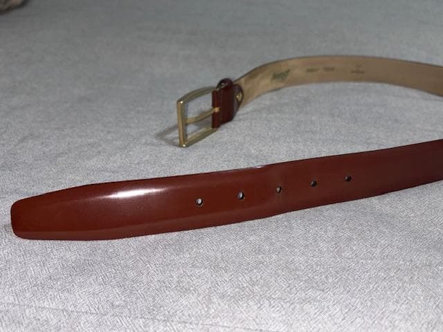 Brioni ブラウンレザーベルト イタリア製 パテントレザー