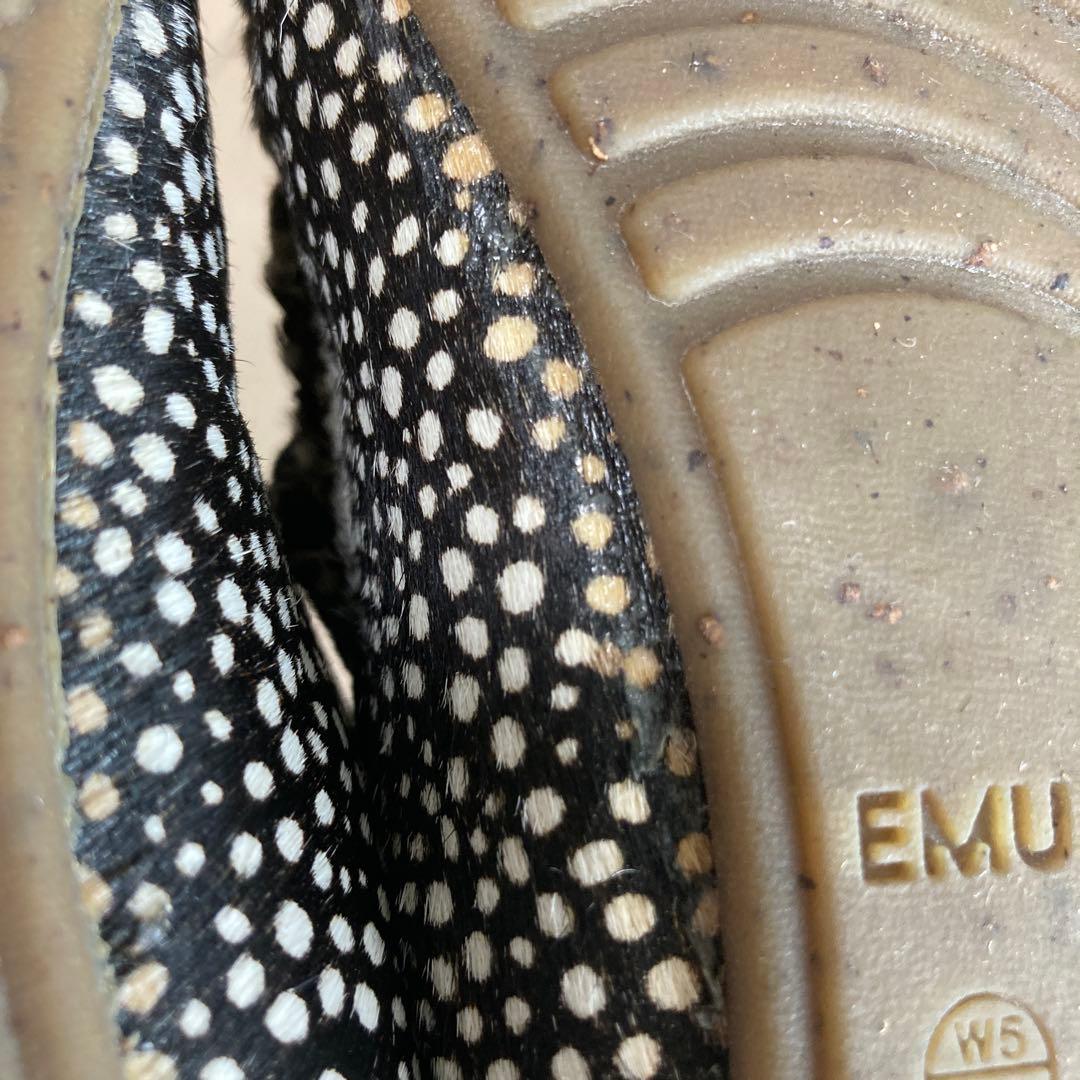 【美品】エミュー emu Amity モカシン シューズ ハラコ ムートン 総柄