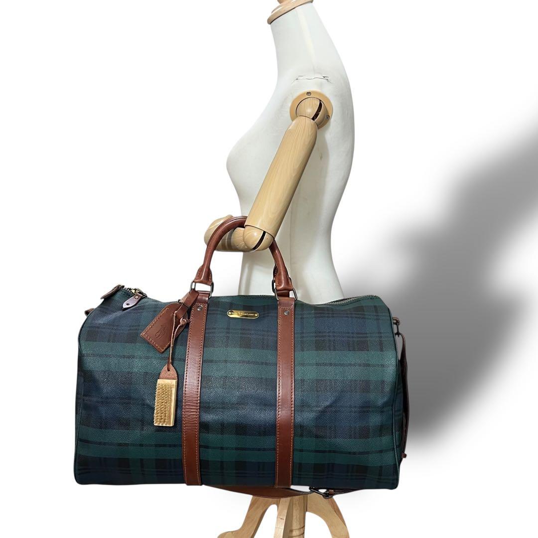 美品 ポロラルフローレン 2way ブラックウォッチ ボストンバッグ ブラシ付き