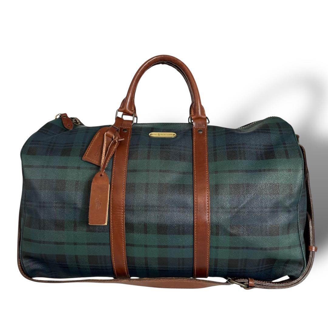 美品 ポロラルフローレン 2way ブラックウォッチ ボストンバッグ ブラシ付き