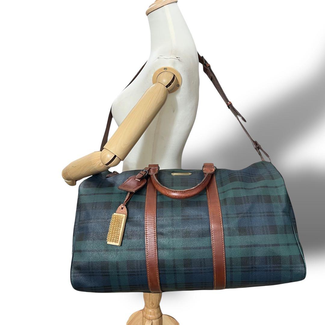 美品 ポロラルフローレン 2way ブラックウォッチ ボストンバッグ ブラシ付き