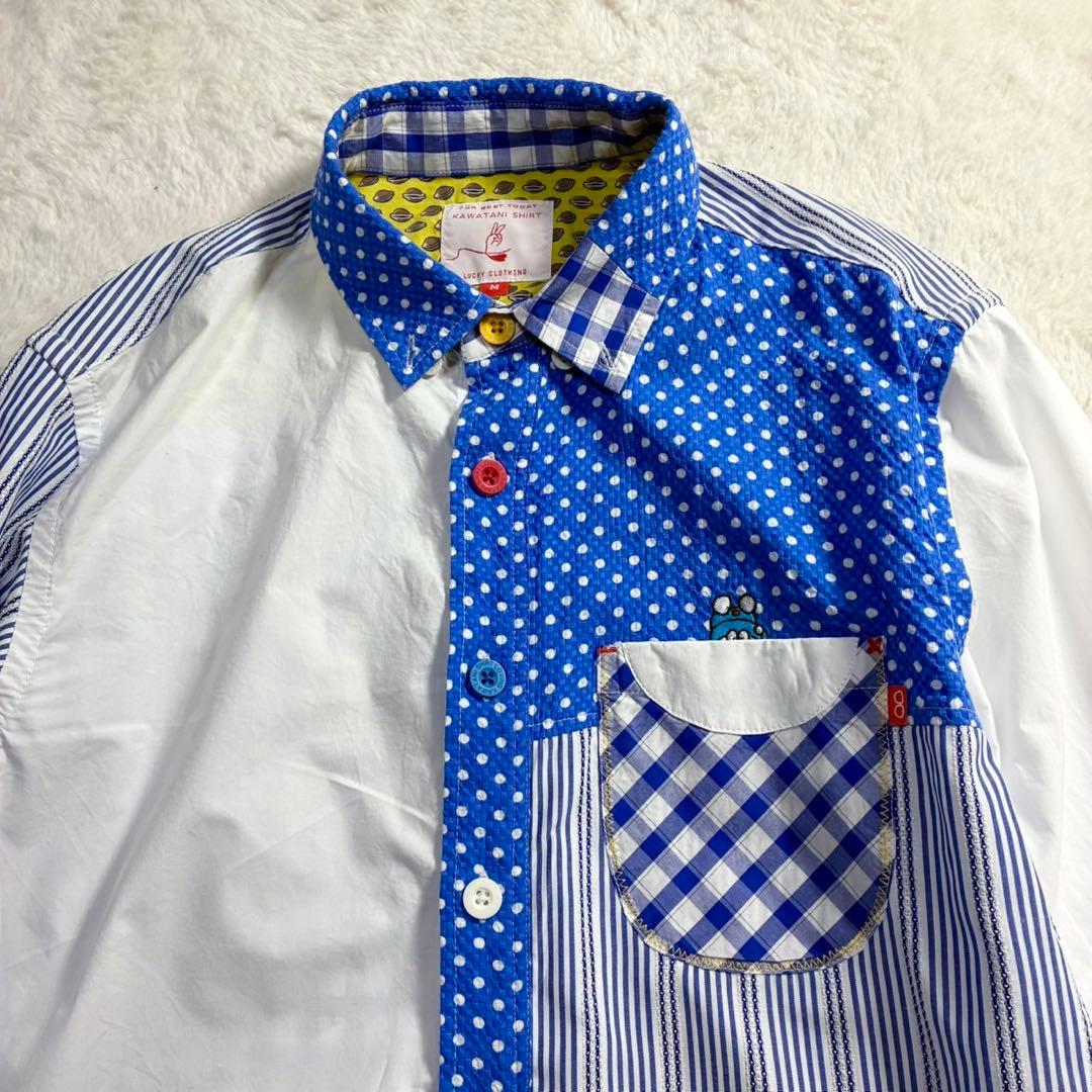 河谷シャツドラえもん50周年 DIME コラボ 長袖シャツ　パッチワーク 刺繍