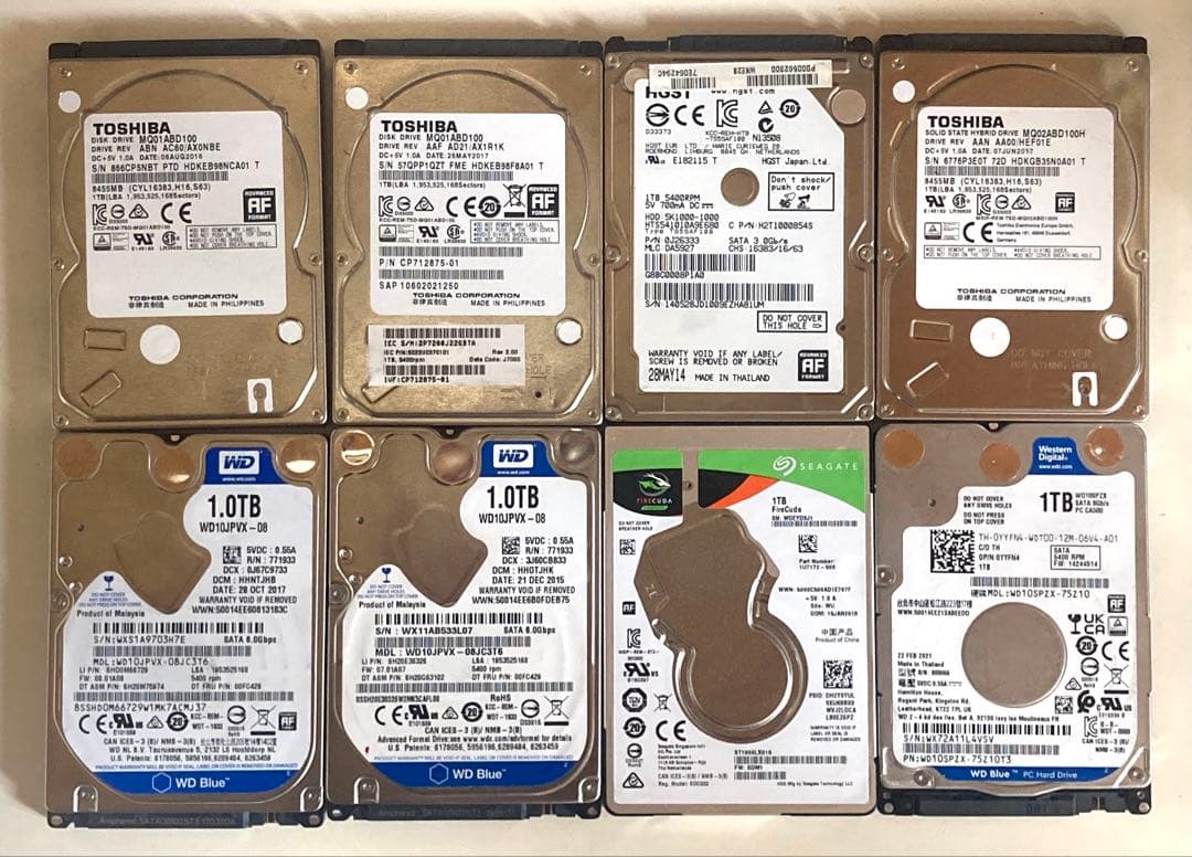 動作確認済 2.5インチ HDD 1TB SATA 8個セット
