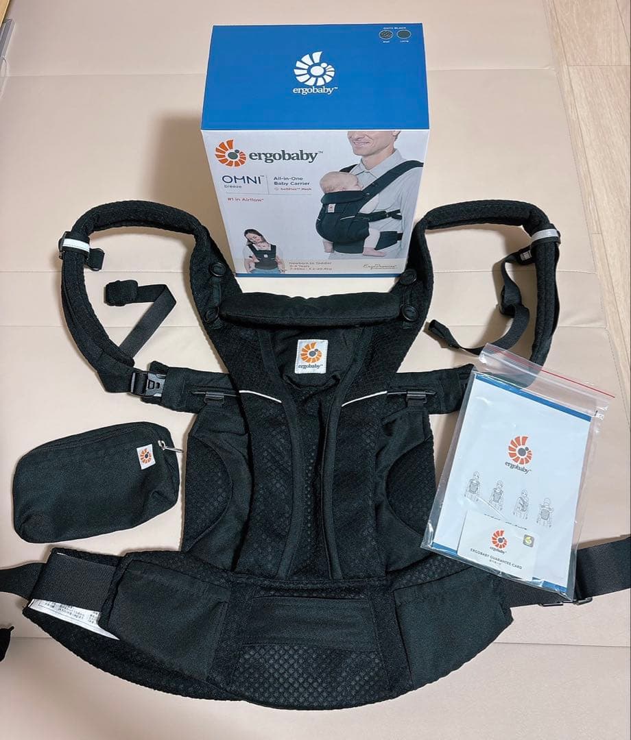✨️極美品✨️エルゴベビー　オムニブリーズ　オニキスブラック　別売ポーチ付　送料無料
