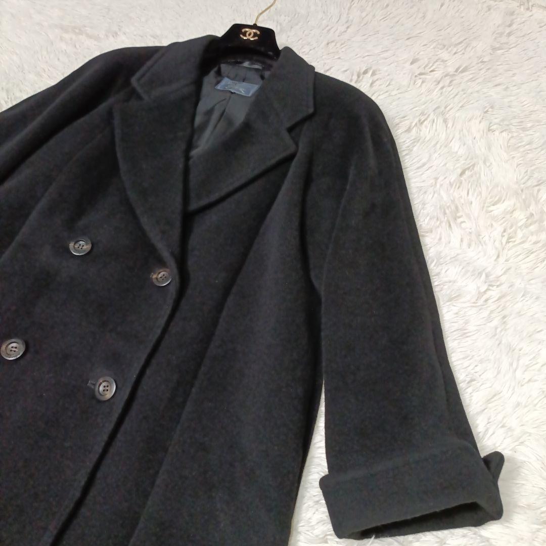 美品■Burberrys カシミヤ100% ダブル チェスターコート ブラック