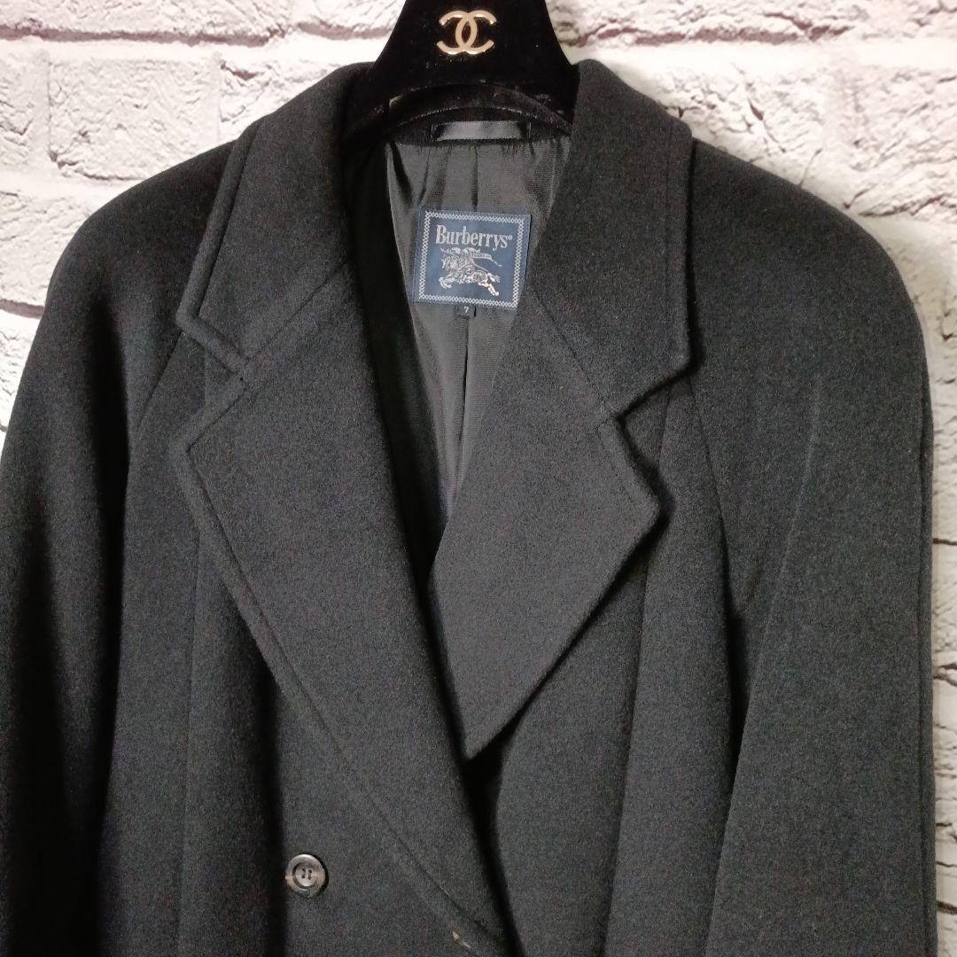 美品■Burberrys カシミヤ100% ダブル チェスターコート ブラック