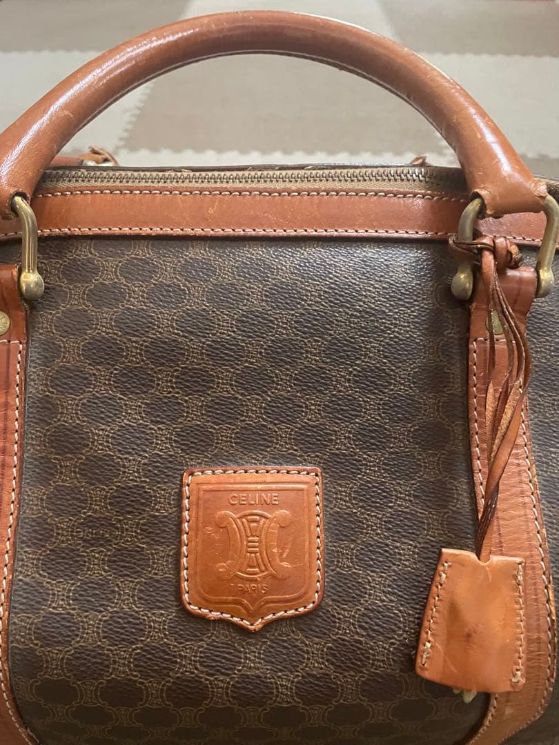 CELINE ブラウンレザーダッフルバッグ