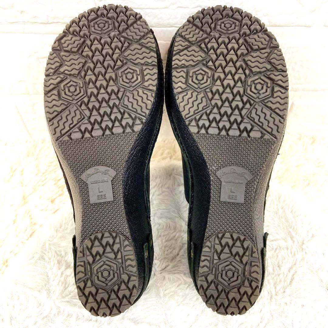 未使用級 ヒナデイグリーン レザー ミュール サンダル ウェッジソール L