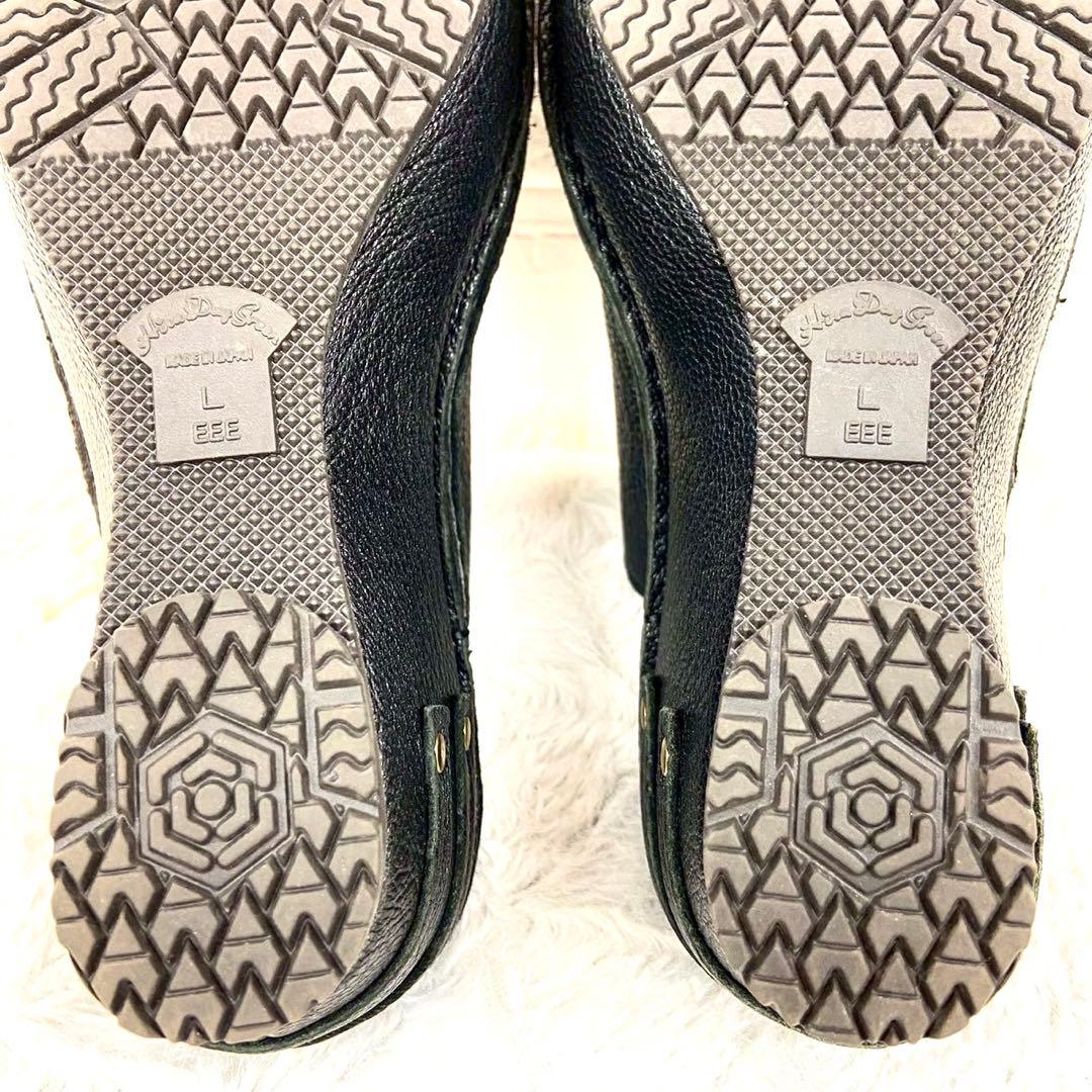 未使用級 ヒナデイグリーン レザー ミュール サンダル ウェッジソール L