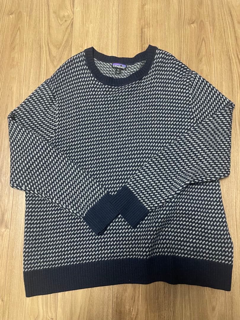 パタゴニア　メリノ クルーネック セーター　バーズアイ　ネイビー　XXL