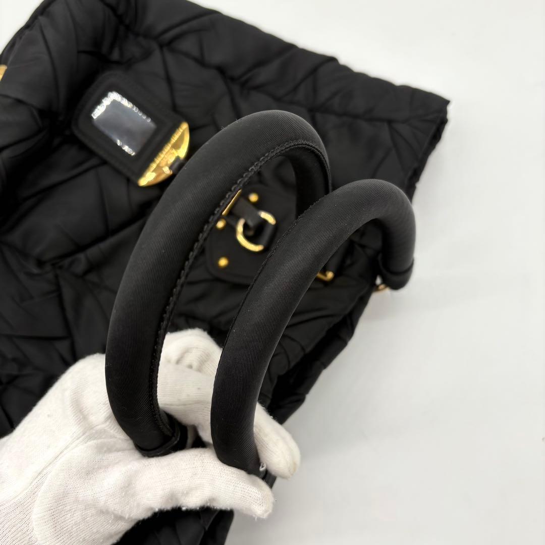 【使用感少】プラダ ハンドバッグ 2way メタルロゴ キルティング ナイロン