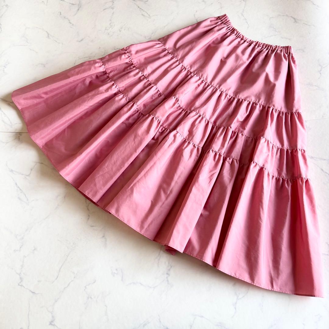 2022SS セブンテンバイミホカワヒト カラーティアードスカート ピンク M