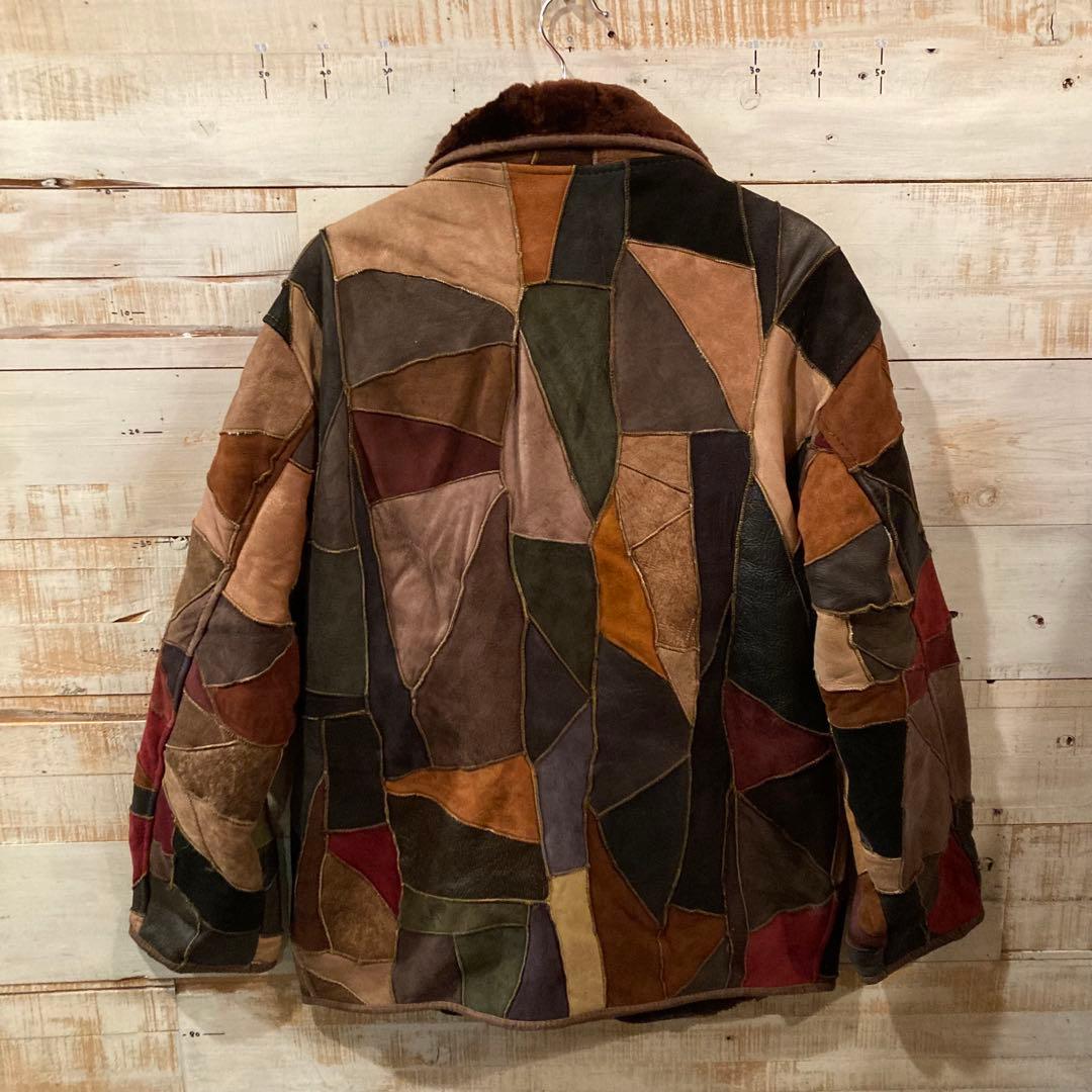BONBEC パッチワーク ムートン ジャケット 羊革 シープスキン