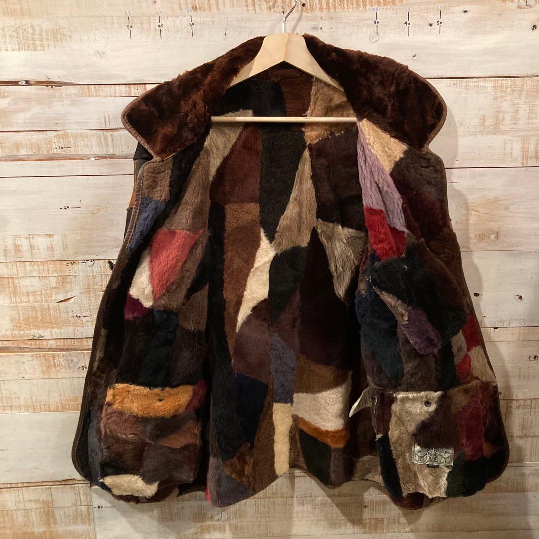 BONBEC パッチワーク ムートン ジャケット 羊革 シープスキン