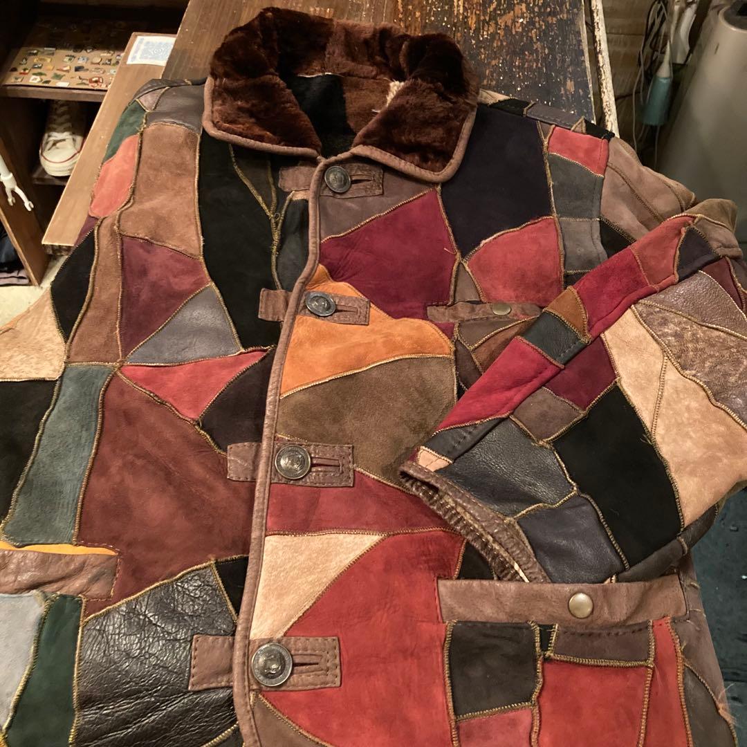 BONBEC パッチワーク ムートン ジャケット 羊革 シープスキン