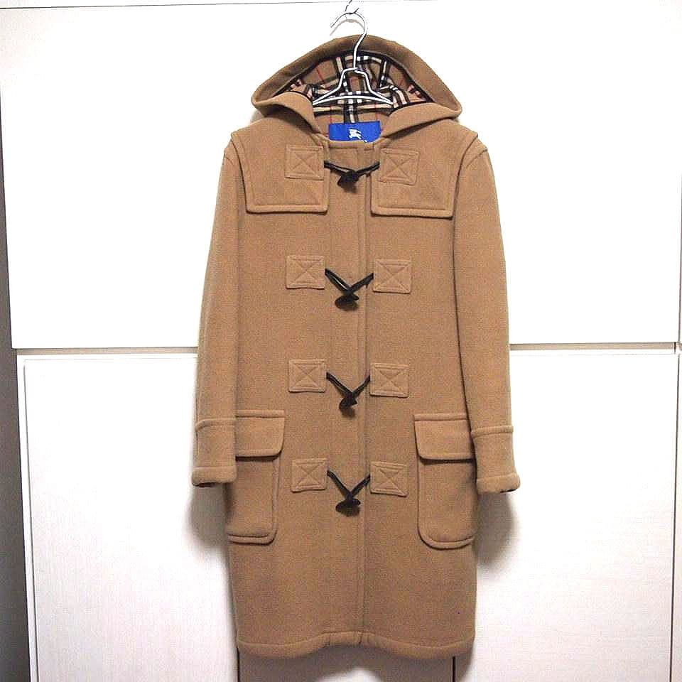 【美品★38】バーバリー ブルーレーベル　ノバチェック　ダッフルコート　キャメル