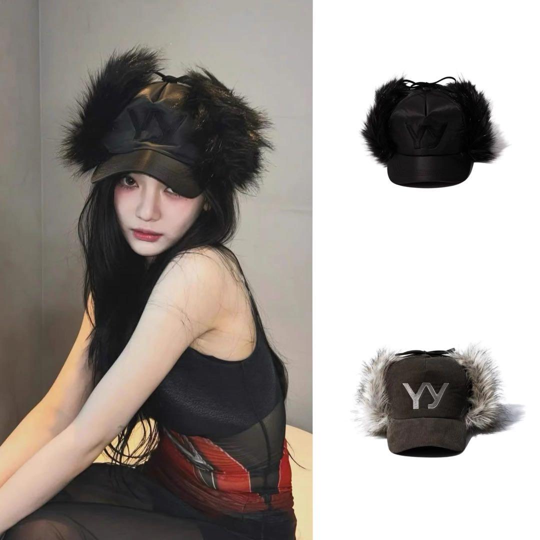 即日発送★新品タグ付き　OPEN YY ファー付きキャップ 黒　/c1