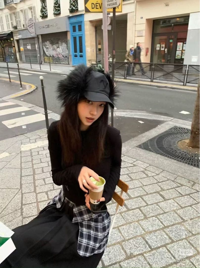 即日発送★新品タグ付き　OPEN YY ファー付きキャップ 黒　/c1