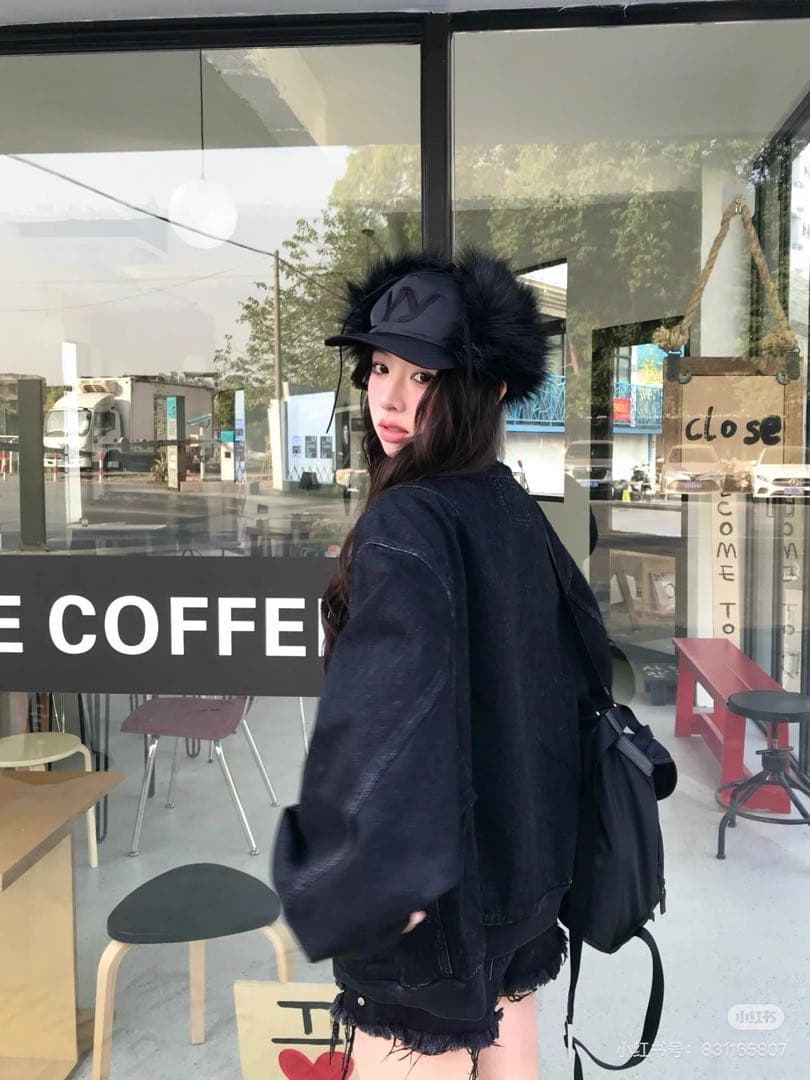 即日発送★新品タグ付き　OPEN YY ファー付きキャップ 黒　/c1