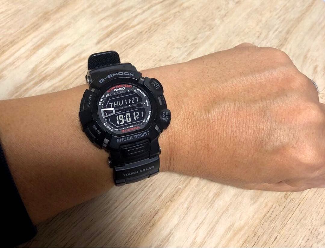 【レアカラーG-SHOCK G-9000】MUDMAN オールブラック★完動美品